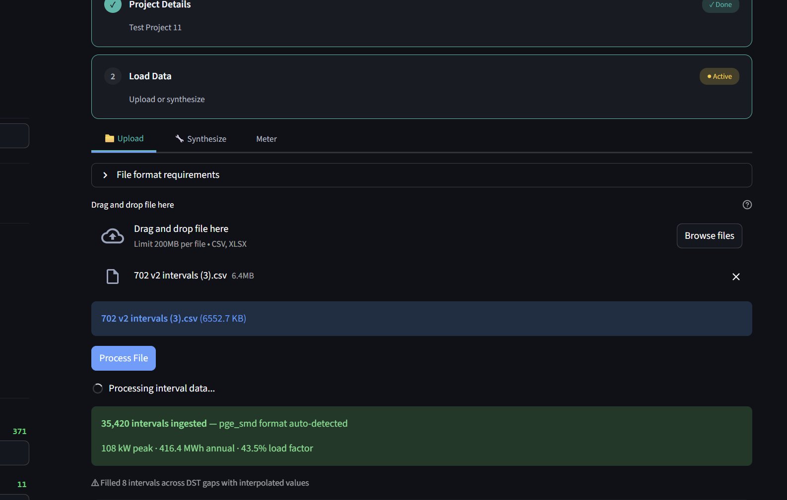 Data upload with auto-detection and instant stats
